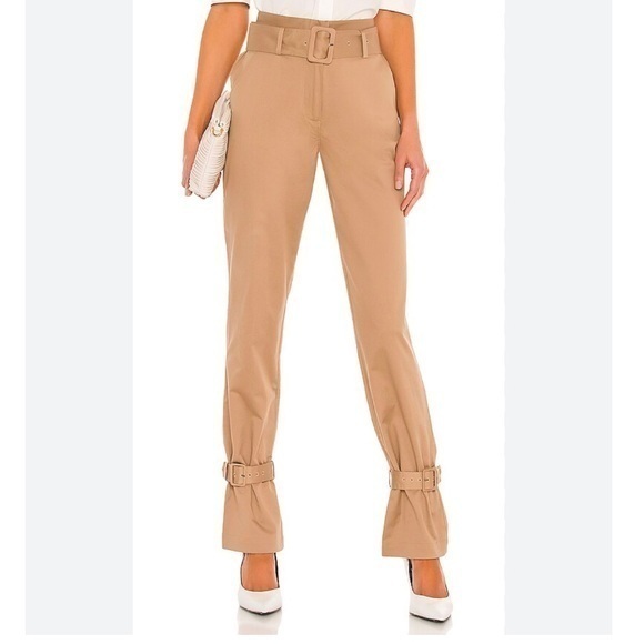 Frame Denim Pants - Frame Pants Cinched Trouser Front Tie in Dark Sand